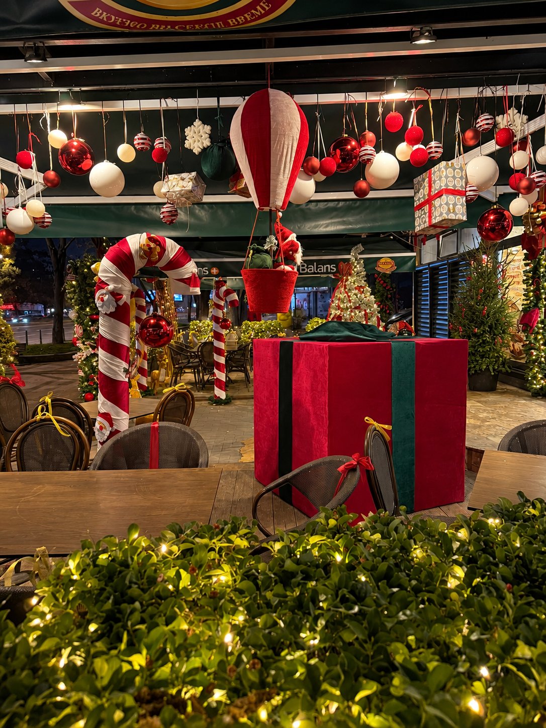 Festive café terrace