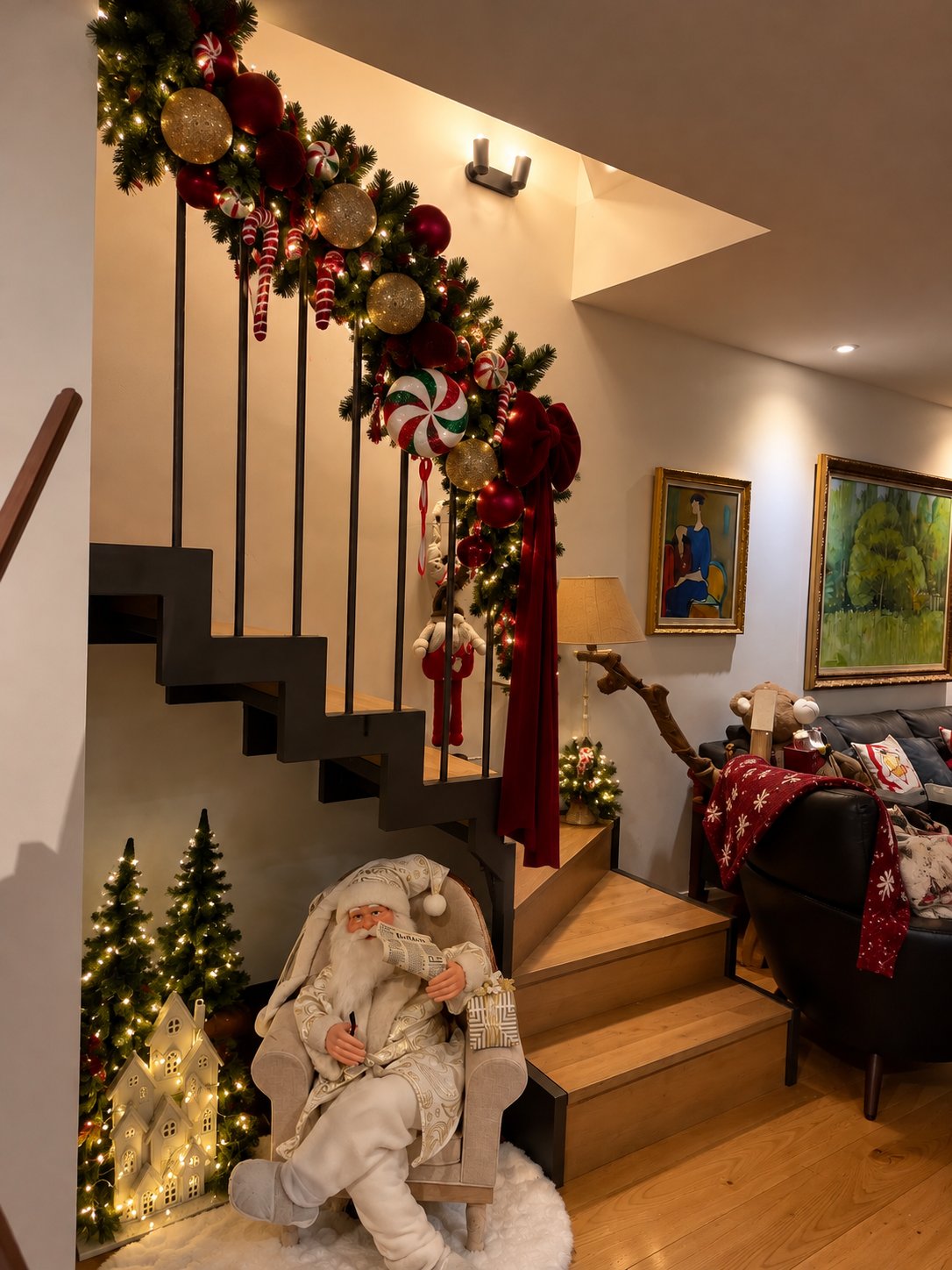 Home staircase garland